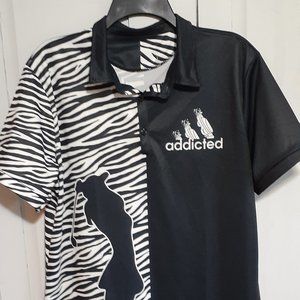 Zebra Pattern Golf Addicted Women Short Sleeve Polo Shirt